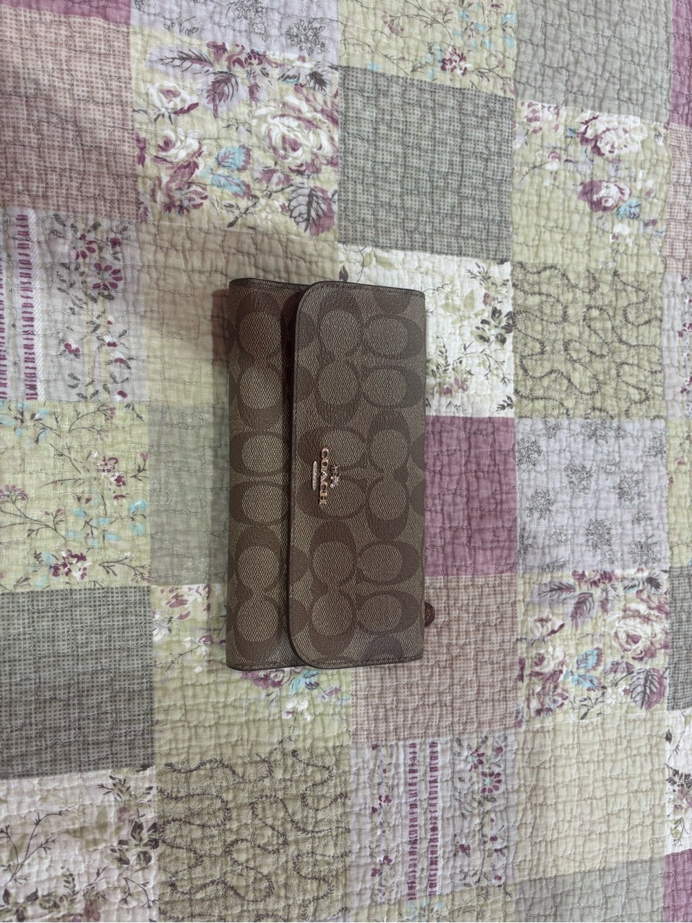 Coach Brown Signature Canvas Continental Wallet